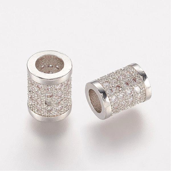 

PandaHall Brass Micro Pave Cubic Zirconia Beads, Column, Platinum, 8.5x6.5mm, Hole: 3.5mm Brass+Cubic Zirconia Column