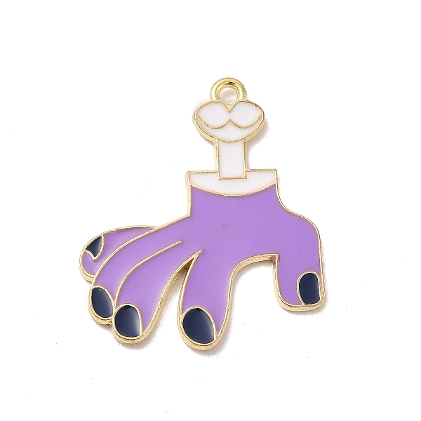 

PandaHall Hallowmas Alloy Enamel Pendants, Light Gold, Ghost Claw Charm, 31x27x1.5mm, Hole: 2mm Alloy+Enamel Palm Purple