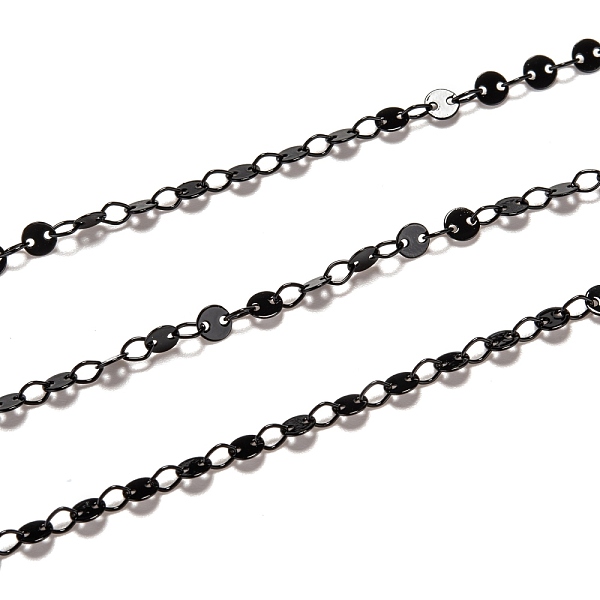 

PandaHall Spray Painted Brass Coffee Bean Chains, Soldered, with Spool, Black, link: 4x3x0.5mm, bead: 4x0.6mm, 32.8 Feet(10m)/roll Brass...