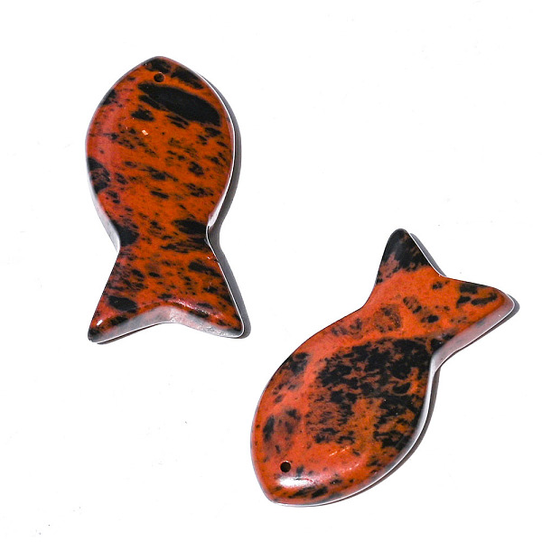 

PandaHall Natural Mahogany Obsidian Pendants, Fish Charms, 38x20mm Mahogany Obsidian Fish