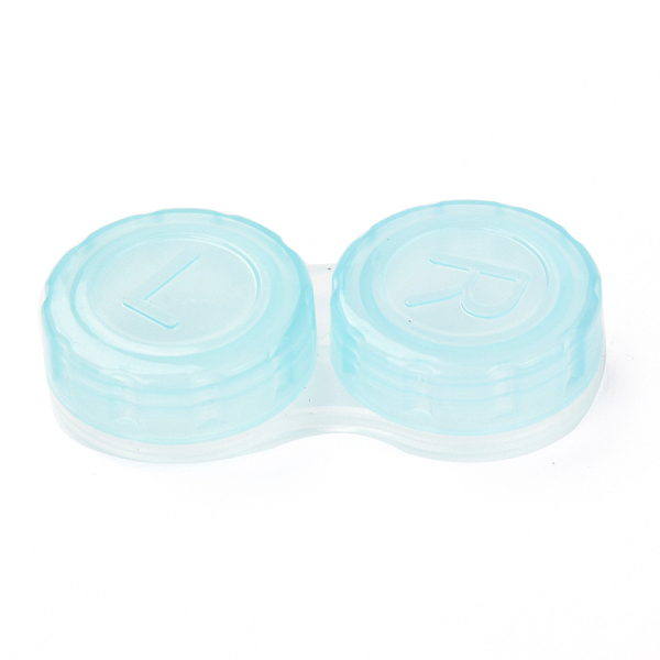 PandaHall PP Plastic Contact Lens Case for Girl, Two Tone, Cyan, 27.5x56x12mm, Inner Diameter: 20.5mm Plastic Cyan