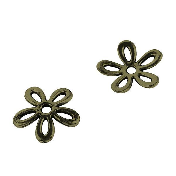 

PandaHall Tibetan Style Alloy Bead Caps, Flower, 5-Petal, Cadmium Free & Lead Free, Antique Bronze, 11x10.5x1.5mm, Hole: 1.5mm, about...