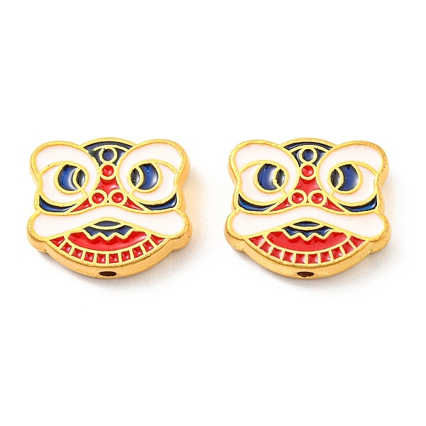 

PandaHall Zinc Alloy Beads, with Enamel, Matte Gold Color, Lion Dance Head, Colorful, 13.5x16x4mm, Hole: 1.8mm Alloy+Enamel Lion
