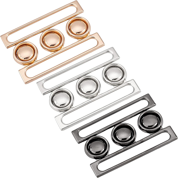 

PandaHall BENECREAT 3 Set 3 Colors Wide Waist Belt Eye Buckle, 2.7x1.2 Metal Hook Buckle Fastening Belt Accessories for DIY Waist Belt Hand...