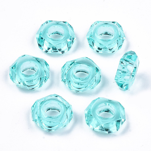 

PandaHall Epoxy Resin European Beads, Large Hole Beads, Donut, Faceted, Turquoise, 13~14x5mm, Hole: 6mm Resin Donut Green