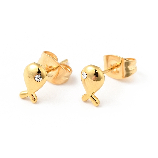 

PandaHall Crystal Rhinestone Tiny Fish Stud Earrings with 316 Stainless Steel Pins for Women, Golden, 7x4mm, Pin: 0.6mm Rhinestone Fish..., Clear