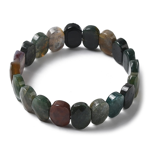 

PandaHall Natural Indian Agate Beaded Stretch Bracelet, Gemstone Jewelry for Women, Oval, Inner Diameter: 2-1/8 inch(5.4~5.5cm) Indian Agate