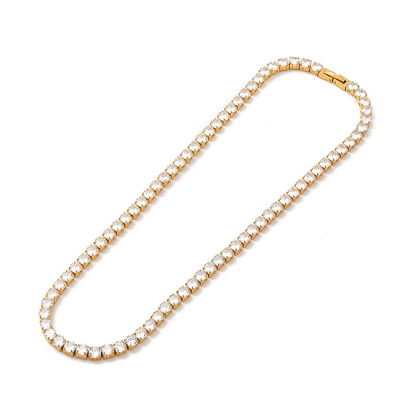 

PandaHall Clear Cubic Zirconia Tennis Necklace, 304 Stainless Steel Link Chain Necklace for Women, Golden, Link: 5x5x4mm, 17.72 inch(45cm)...