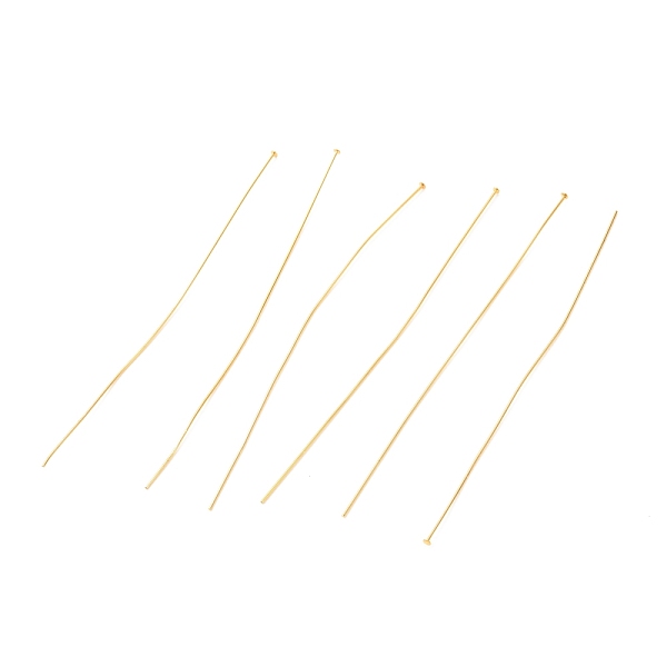 

PandaHall Brass Flat Head Pins, Long-Lasting Plated, Real 18K Gold Plated, 102x0.7mm, Head: 2mm Brass