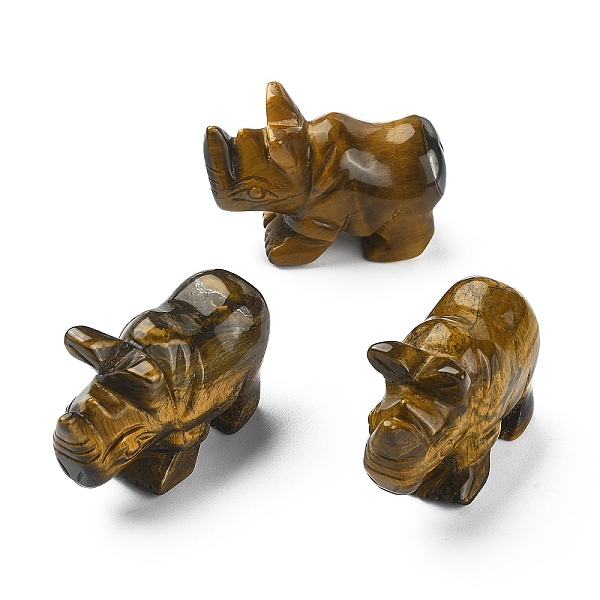 

PandaHall Natural Tiger Eye Carved Healing Rhinoceros Figurines, Reiki Stones Statues for Energy Balancing Meditation Therapy...