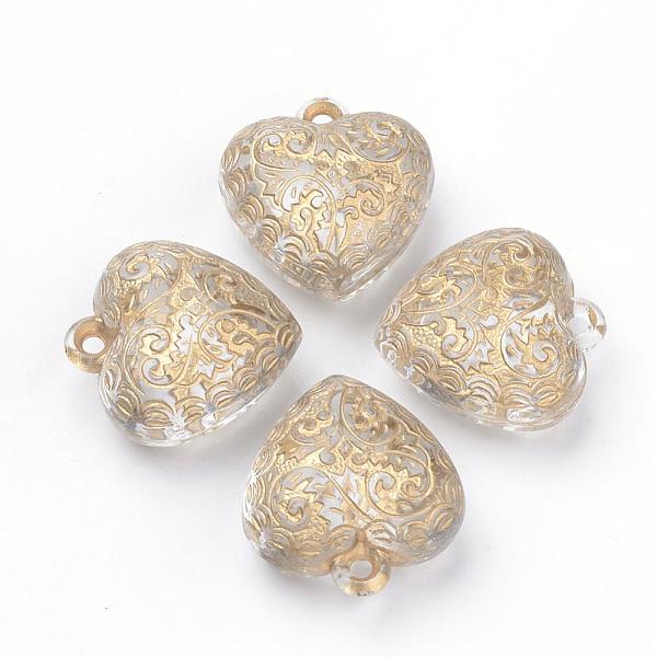 

PandaHall Plating Transparent Acrylic Pendants, Golden Metal Enlaced, Heart, Clear, 22x20x11mm, Hole: 1.5mm, about 183pcs/500g Acrylic Heart...