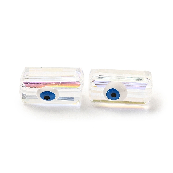

PandaHall Transparent Glass Beads, with Enamel, Rectangle with Evil Eye Pattern, White, 12.5x8x7mm, Hole: 1.5mm Glass Rectangle White