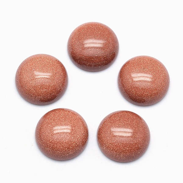 

PandaHall Synthetic Goldstone Cabochons, Flat Round, 16x6mm Goldstone Flat Round