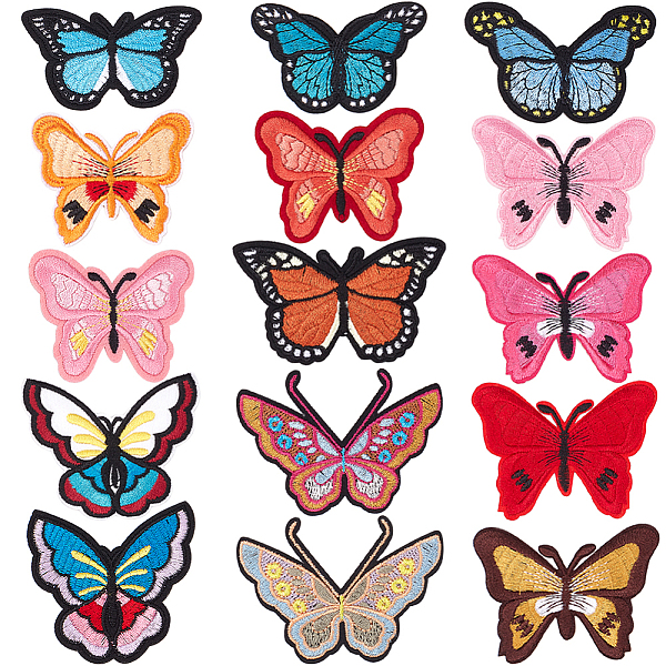 

PandaHall Gorgecraft 15Pcs 15 Style Butterfly Computerized Embroidery Cloth Iron on/Sew on Patches, Costume Accessories, Appliques, Mixed..., Multicolor