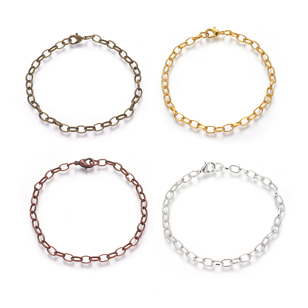 

PandaHall Iron Bracelet Making, with Lobster Claw Clasps, Mixed Color, 205mm, Clasp: 12x7x3mm, Link: 6.5~7x3.8~4.2x1mm Iron