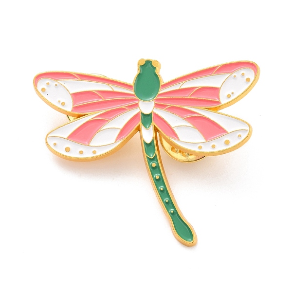 PandaHall Dragonfly Enamel Pin, Exquisite Animal Alloy Enamel Brooch for Backpack Clothes, Golden, Pink, 37x43.5x9.5mm, pin: 1mm...