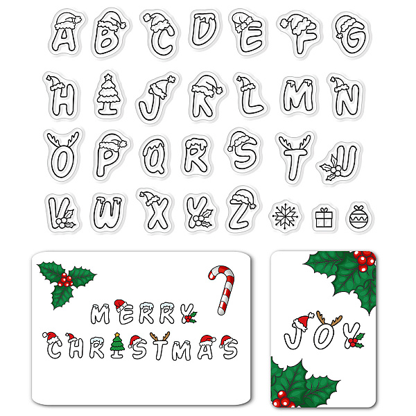 

PandaHall CRASPIRE Initials Silicone Clear Stamps Christmas Theme Clear Stamps A to Z Silicone Clear Stamps with Snowflake Gift Ball Pattern...
