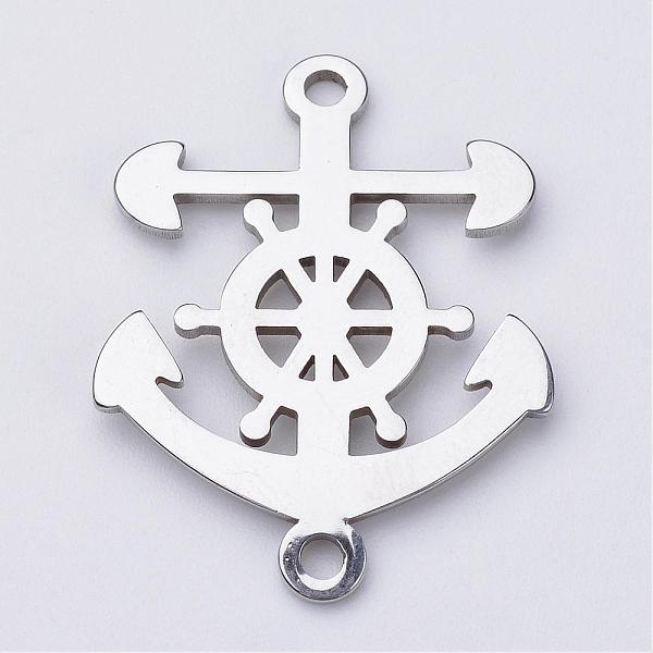 

PandaHall 201 Stainless Steel Links connectors, Anchor, Stainless Steel Color, 28.5x22x1mm, Hole: 2mm 201 Stainless Steel Anchor & Helm