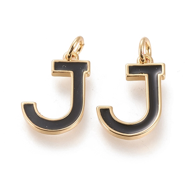 

PandaHall Brass Enamel Pendants, with Jump Ring, Long-Lasting Plated, Real 18K Gold Plated, Letter.J, Black, Letter.J, J: 17x12.5x1.8mm...