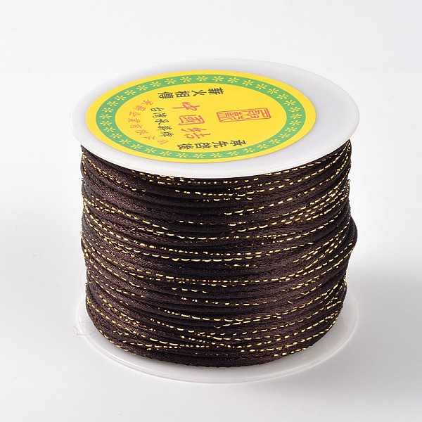 

PandaHall Gold Line Round String Polyester Cords, Coconut Brown, 2mm, about 109.36 yards(100m)/roll Polyester Brown