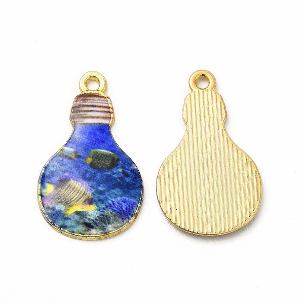 

PandaHall Alloy Printed Pendants, Cadmium Free & Nickel Free & Lead Free, Bulb, Medium Blue, 28x17x2mm, Hole: 1.8mm Alloy Others