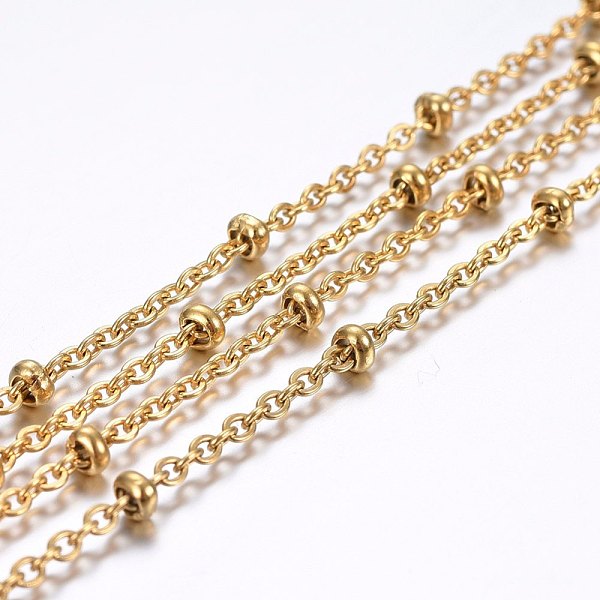 

PandaHall 3.28 Feet 304 Stainless Steel Cable Chains, Satellite Chains, Decorative Chains, Rondelle Beads, Soldered, Golden, 2.5x2x0.5mm 304...