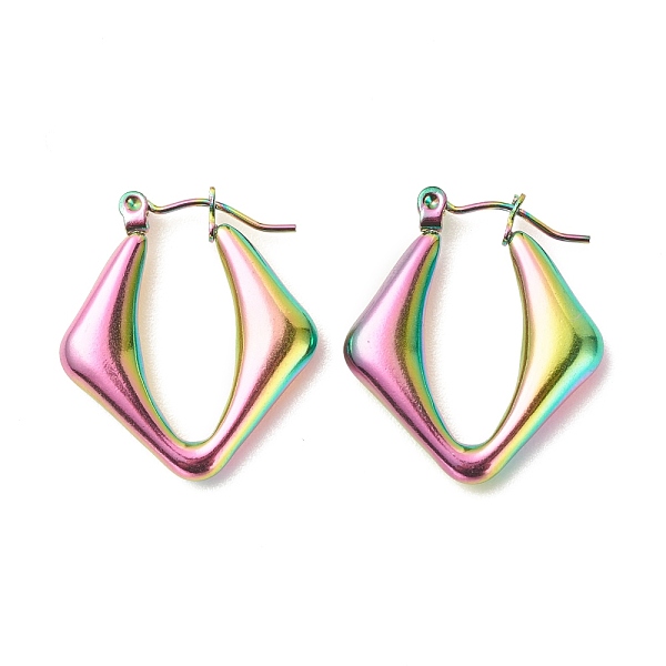 

PandaHall Ion Plating(IP) 304 Stainless Steel Chunky Rhombus Hoop Earrings for Women, Rainbow Color, 25x22mm, Pin: 0.8mm 304 Stainless Steel...