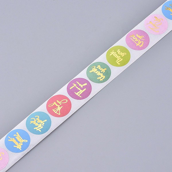 

PandaHall 1 Inch Thank You Theme Self-Adhesive Paper Stickers, Gift Tag, for Party, Decorative Presents, Round, Colorful, 25mm, 500pcs/roll...