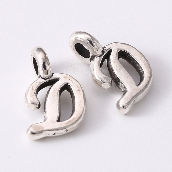 

PandaHall Tibetan Style Alloy Charms, Cadmium Free & Lead Free, Antique Silver, Letter.D, D: 10x6x1.5mm, Hole: 1.8mm Alloy Letter D