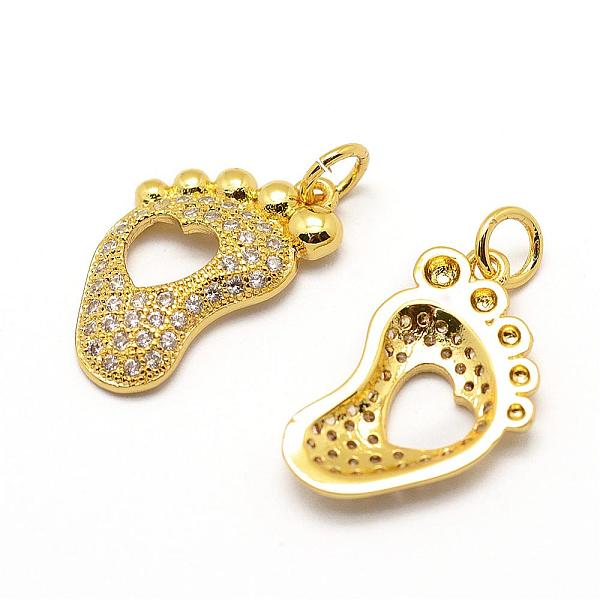 

PandaHall Brass Micro Pave AAA Cubic Zirconia Pendants, Cadmium Free & Nickel Free & Lead Free, Foot, Real 18K Gold Plated, 16x10x2.5mm...