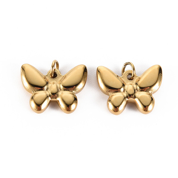 

PandaHall 304 Stainless Steel Pendants, with Jump Rings, Butterfly, Real 14K Gold Plated, 13x17x3.5mm, Jump Ring: 4.8x0.8mm, 3.2mm inner...
