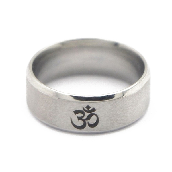 

PandaHall Ohm/Aum Yoga Theme Stainless Steel Plain Band Ring for Men Women, Stainless Steel Color, US Size 9(18.9mm) Stainless Steel