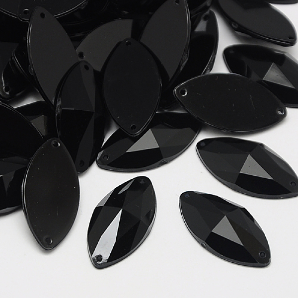 

PandaHall Sew on Rhinestone, Taiwan Acrylic Rhinestone, Two Holes, Garment Accessories, Faceted, Horse Eye, Black, 18x9x4.5mm, Hole: 1mm...