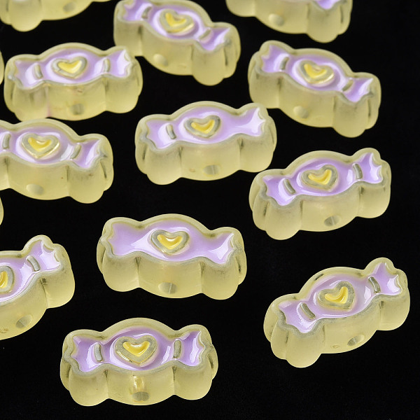 

PandaHall Transparent Acrylic Beads, with Enamel, Frosted, Candy, Yellow, 13.5x26.5x9.5mm, Hole: 3mm Acrylic Candy Yellow