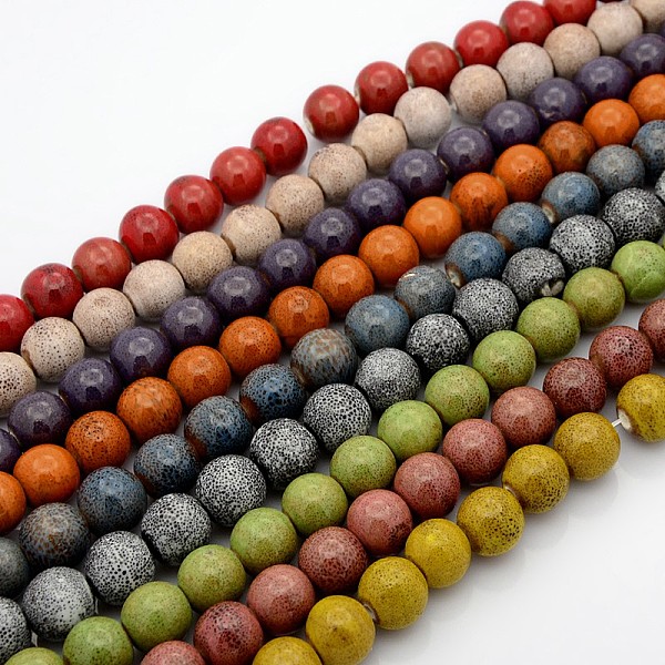 

PandaHall Handmade Fancy Antique Glazed Porcelain Ceramic Round Beads Strands, Mixed Color, 10mm, Hole: 2mm, about 35pcs/strand, 13.8 inch..., Multicolor