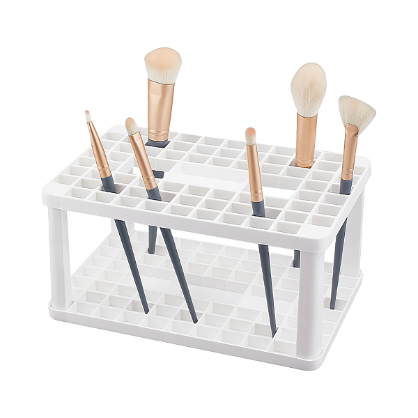 

PandaHall AHANDMAKER Paint Brush Holder, 71 Holes Makeup Brush Holder Organizer Plastic Brush Crate Storage Holder for Artist Paint, Pen..., White