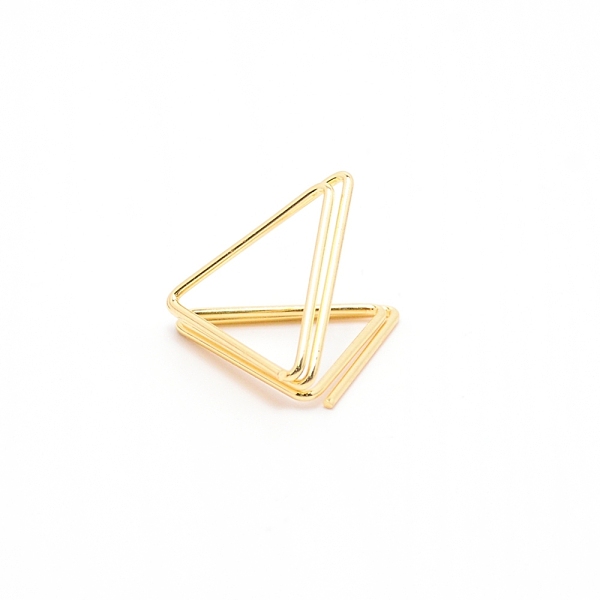 

PandaHall Iron Message Clip, Memo Note Photo Stand Holder, Card Clips, For Wedding Decoration, Triangle, Golden, 21x24mm Iron