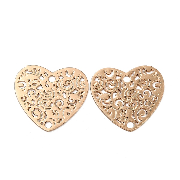 

PandaHall Rack Plating Brass Connector Charms, Etched Metal Embellishments, Long-Lasting Plated, Heart Links, Light Gold, 12.5x13.5x0.3mm...