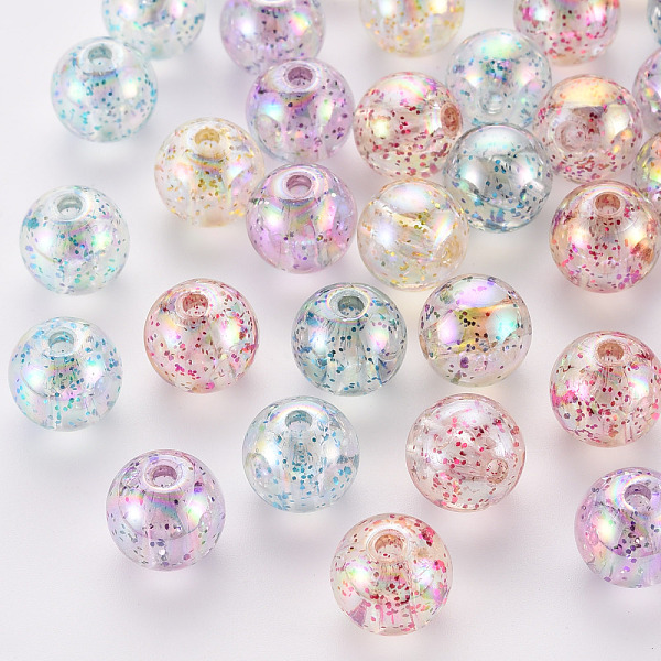

PandaHall Transparent Acrylic Beads, with Powder, AB Color Plated, Round, Mixed Color, 12x11mm, Hole: 2.5mm, about 566pcs/500g Acrylic Round..., Multicolor