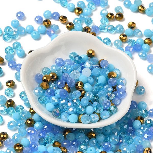 

PandaHall Glass Beads, Faceted, Rondelle, Pale Turquoise, 6x5mm, Hole: 1mm, about 2360pcs/500g Glass Rondelle