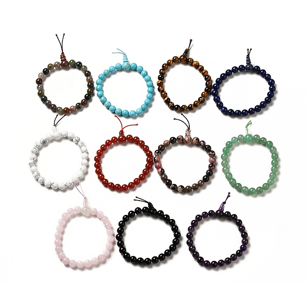 

PandaHall Natural Mixed Gemstone Gourd Beaded Stretch Bracelet for Women, Inner Diameter: 2-1/4 inch(5.7cm) Mixed Stone