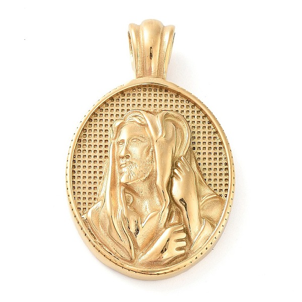 

PandaHall 304 Stainless Steel Pendants, Oval with Human Charm, Golden, 42.5x26x7mm, Hole: 5mm 304 Stainless Steel Oval