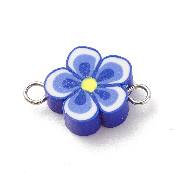 

PandaHall Polymer Clay Connector Charms, with Stainless Steel Color Tone 304 Stainless Steel Double Loops, Mixed Shapes Charm, Flower &..., Multicolor