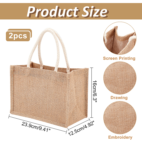 

PandaHall 2 Pcs Burlap Jute Tote Bags with Cotton Handles, Reusable Shopping Grocery Bag Tote Beach Bags for Bridesmaid Wedding Market..., Orange