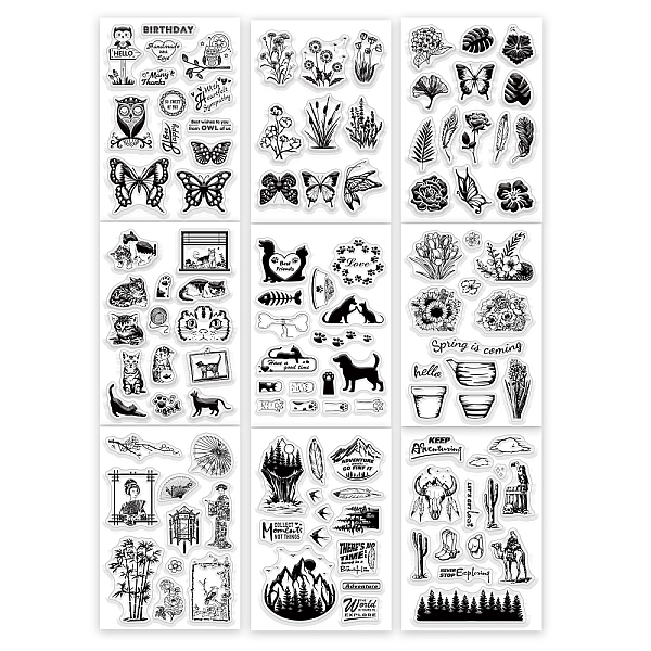 

PandaHall Globleland Acrylic Stamps, for DIY Scrapbooking, Photo Album Decorative, Cards Making, Stamp Sheets, Mixed Patterns, 16x11x0.3cm..., Black
