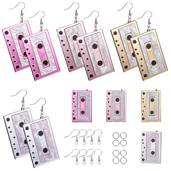 

PandaHall DIY Dangle Earrings Making Kits, with Acrylic Tape Big Pendants, Brass Earring Hooks, Iron Jump Rings and Storage Container, Mixed..., Multicolor