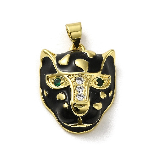 

PandaHall Rack Plating Brass Micro Pave Cubic Zirconia Pendants, with Enamel, Long-Lasting Plated, Cadmium Free & Lead Free, Tiger, Real 18K..., Black