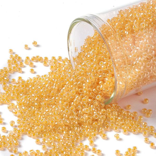 

PandaHall TOHO Round Seed Beads, Japanese Seed Beads, (148) Ceylon Peach Cobbler, 15/0, 1.5mm, Hole: 0.7mm, about 3000pcs/10g Glass Gold