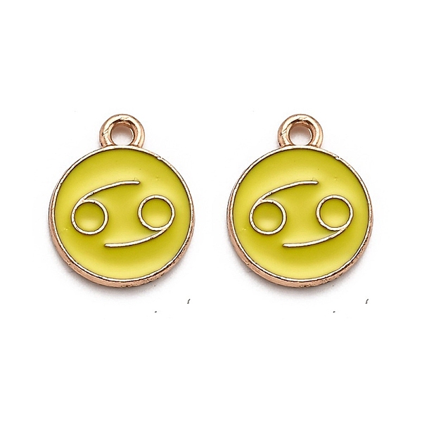 

PandaHall Alloy Enamel Pendants, Flat Round with Constellation/Zodiac Sign, Golden, Cancer, Yellow, 15x12x2mm, Hole: 1.5mm Alloy+Enamel...