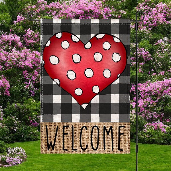

PandaHall Valentine's Day Theme Linen Garden Flags, Double Sided Yard Flags Banner Sign, for Anniversary Wedding House Outdoor Decoration..., Red